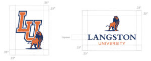 The Langston University Logos displaying the .25" space requirement.
